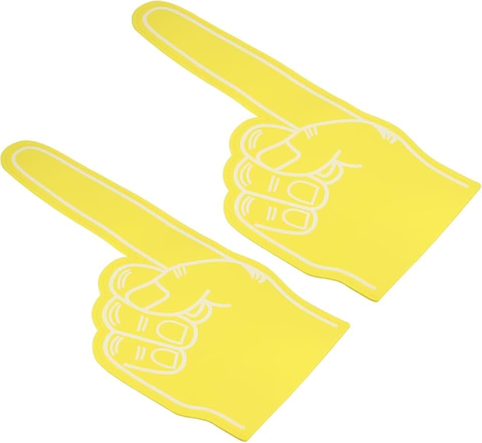 PATIKIL Dito di Schiuma Gigante da 18 Pollici, 2pz, Mano di Schiuma Vuota Fai-da-Te Numero 1 per Cheerleading, Eventi Sportivi, Giochi di Spirito, Feste, Giallo
