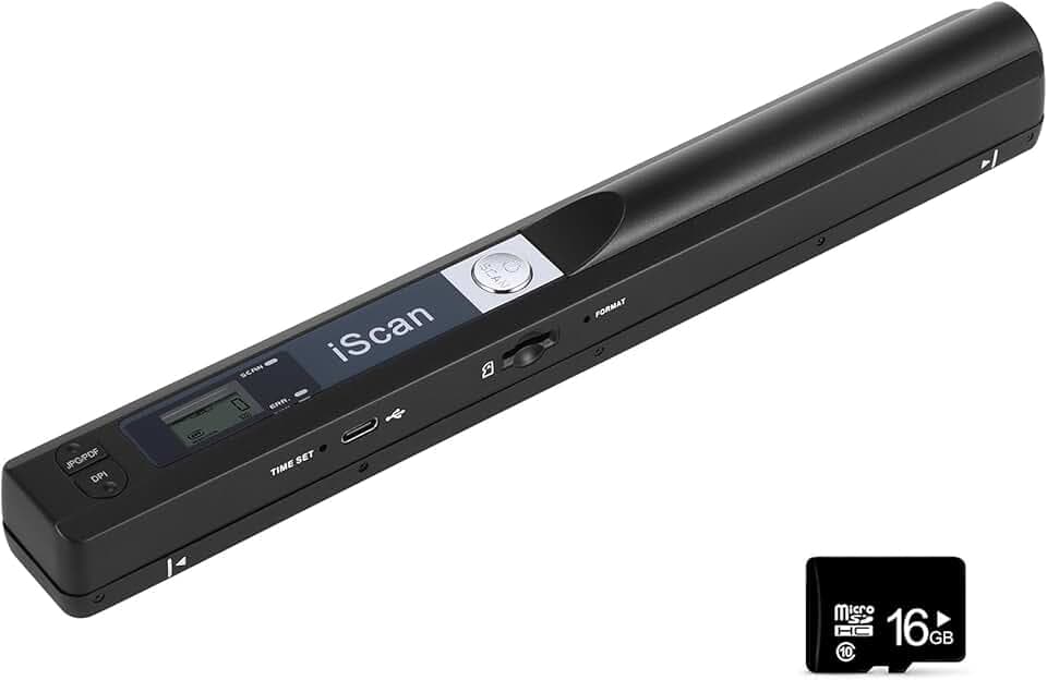 AOZBZ - Scanner di documenti portatile con scanner di immagini portatile USB 900 DPI con scansione A4 e scheda 16 GTF)