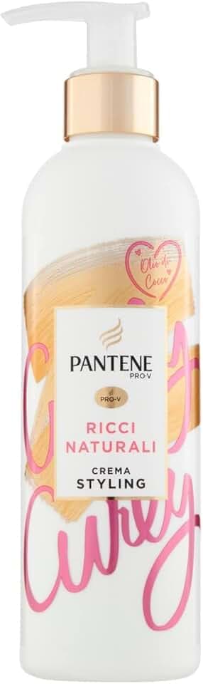 Pantene Pro-V Crema Styling+ Termoprotettore Ricci Naturali, Senza Risciacquo, Nutriente, Con Olio Di Cocco, Per Controllo Del Crespo E Ricci Morbidi E Idratati, 235ml