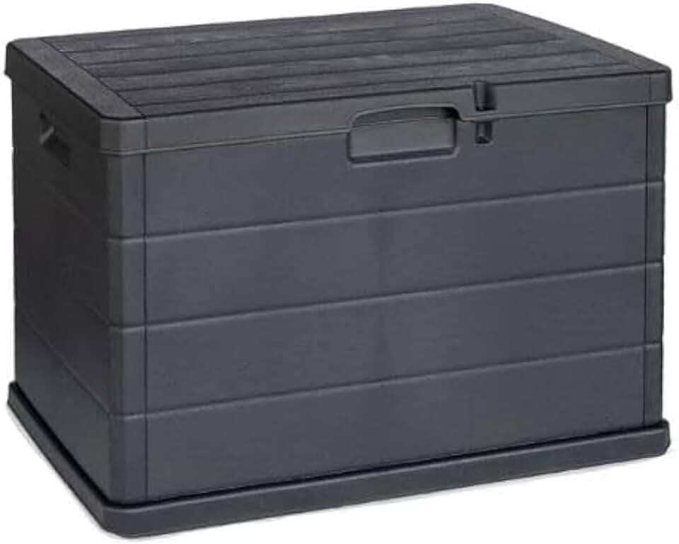 Maury's Baule Cassapanca 170 Litri Effetto Legno, Contenitore Stoccaggio, in Resina Antracite, Dimensioni 78L x 55l x 52H cm - Made in Italy