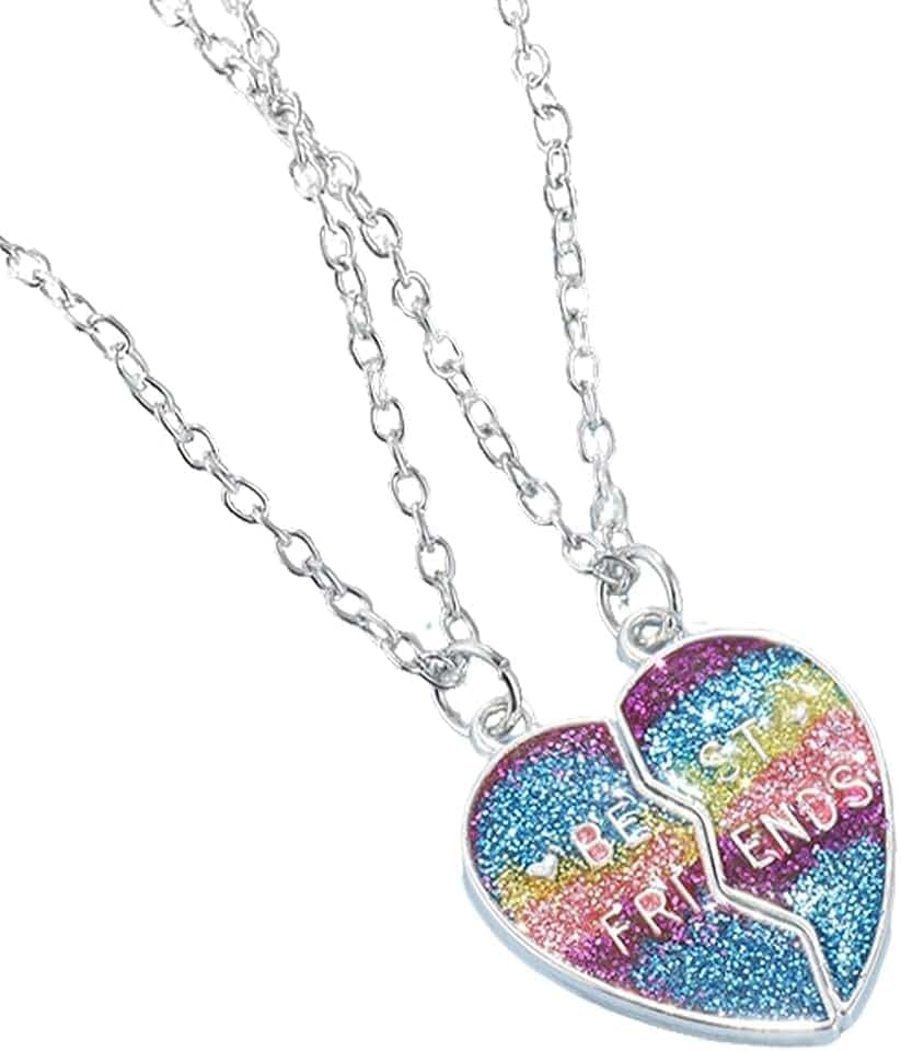 XENQITO 2 Pcs Collana BFF per 2, 2 Pz Collana Cuore Spezzato Collana Amicizia per 2 Collane per Bambine e Ragazze Collana Dell'amicizia Gioielli Regalo per Ragazze, con Incisione Set Migliori Amici