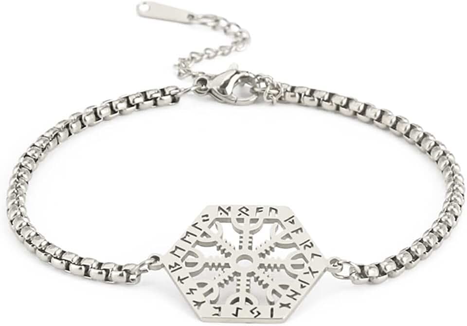 SIPURIS Braccialetto vichingo Norse Vegvisir per uomo nordico vichingo runico bussola larga in pelle bracciale per adolescenti ragazze e donne Wicca amuleto pagano gioielli unisex