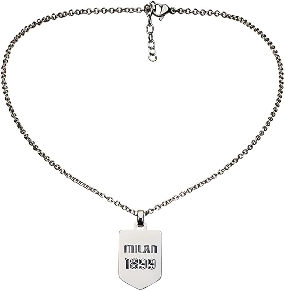 Seven Collana con piastrina 1899 A.C. MILAN, Acciaio, Per bambini, Ragazzi e adulti, Calcio, Prodotto ufficiale, Idea regalo tifosi