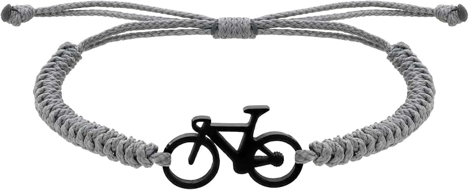 CODEONE Bracciale Bicicletta Black Grey in Nylon Grigio Intrecciato | Acciaio Inossidabile Colore Nero | Design Artigianale Sportivo | Bicicletta da Strada | Confezione Regalo