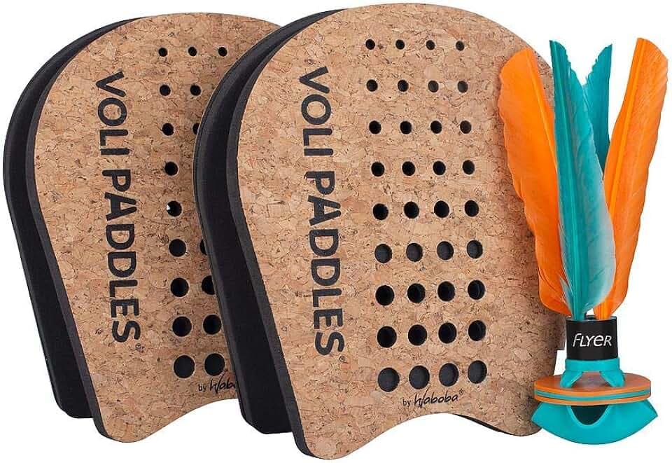 Waboba VOLI Set per 2 Giocatori di Paddle, Include un Volano da Badminton e 2 Racchette, per Giochi in Giardino o in Casa, Adatto a Bambini e Adulti di tutte le età