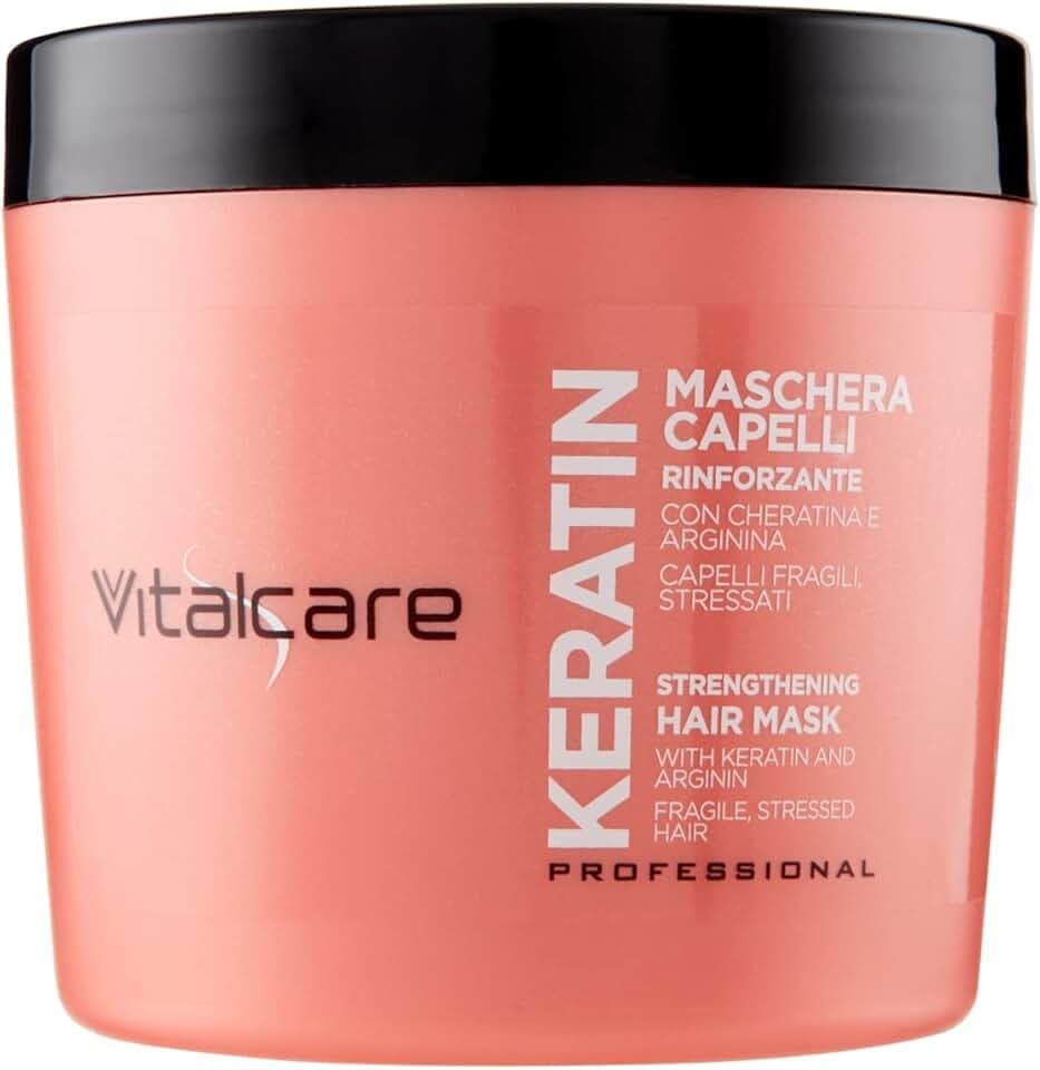 Vitalcare | Keratin - Maschera Capelli Rinforzante, per Capelli Fragili e Stressati, con Cheratina e Arginina, per Capelli più Forti e Morbidi, 500 ml