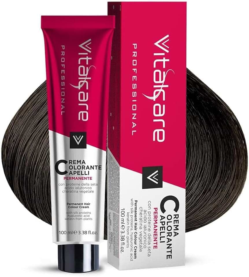 Vitalcare | Professional - Colorazione Permanente Professionale, Crema Colorante Capelli, Tintura Capelli con Proteine della Seta, n° 4/00, Castano, 100ml