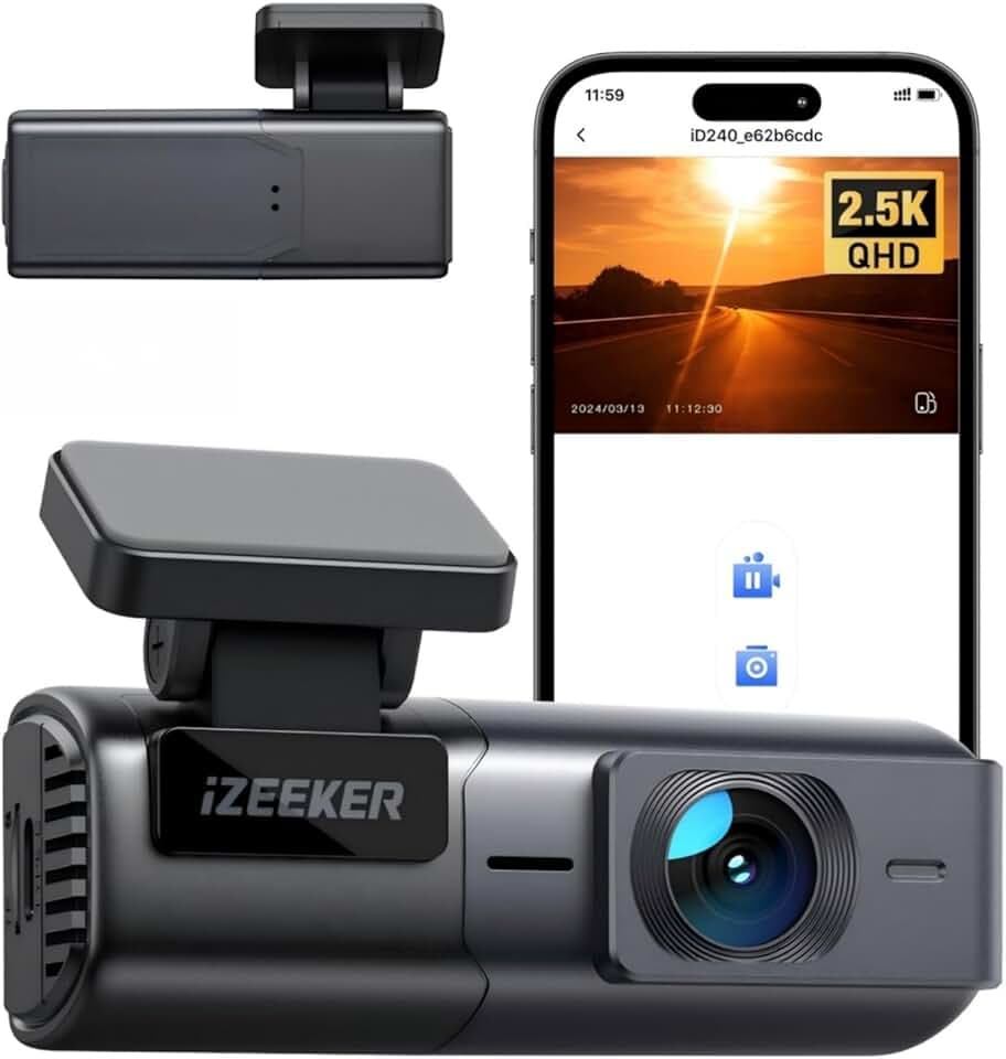 iZEEKER 2.5K Dash Cam Auto WiFi Dash Camera, Mini Telecamera Auto 1440P Dashcam Anteriore con App, Visione Notturna, WDR, G-Sensor, Registrazione in Loop, Monitor di Parcheggio