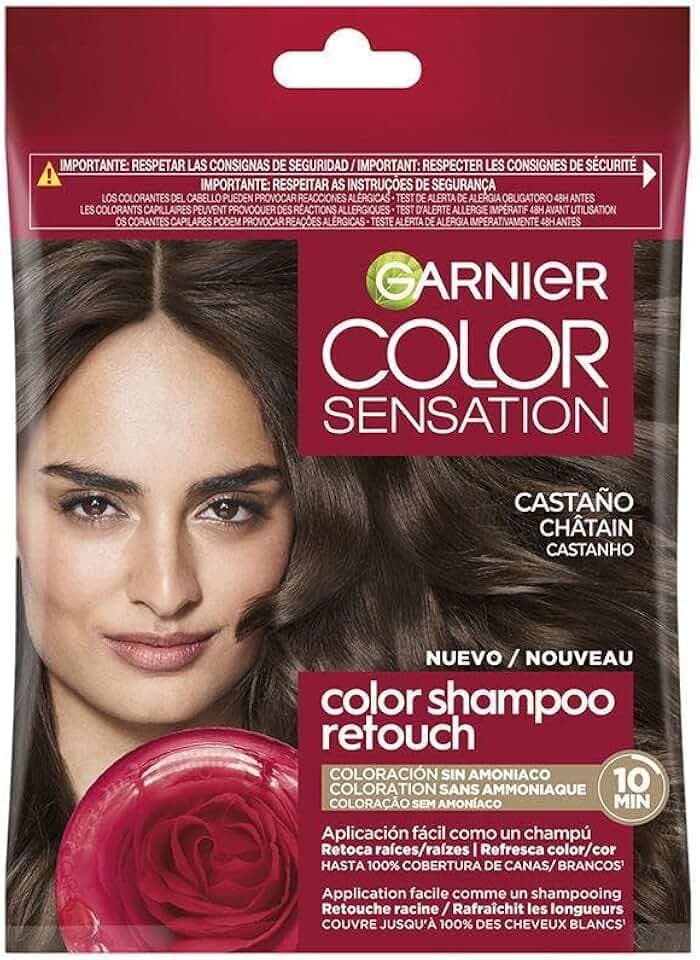Garnier Color Shampoo Retouch Colorazione permanente castano – 100% copertura capelli bianchi – dura fino a 4 settimane