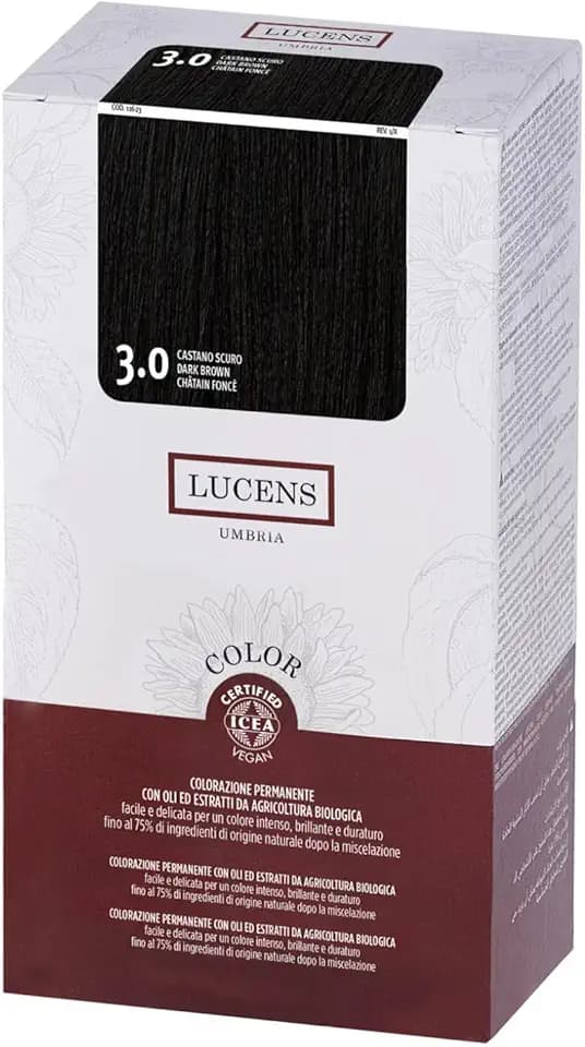 Lucens 3.0 Castano Scuro - Kit Colorazione Capelli Permanente Senza Ammoniaca Con Oli ed Estratti da Agricoltura Biologica