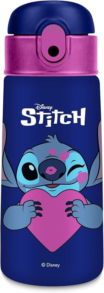 Seven Borraccia termica LILO & STITCH Blu Fuxia, 460 ml, Acciaio inox bpa free, Cannuccia, Mantenimento temperatura:caldo 12h/freddo 24h, Prodotto ufficiale, Idea regalo bambini e adulti