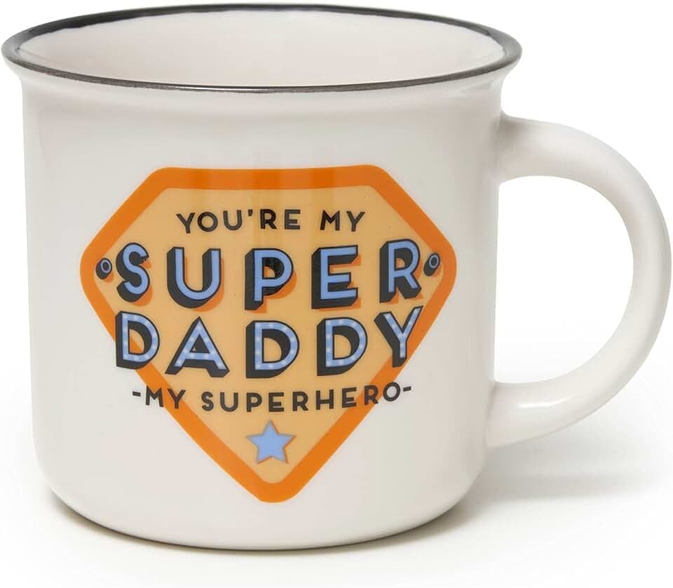 Legami - Cup Puccino, Tazza in Porcellana New Bone China, Tema Super Daddy, Take a Break Collection, Capacità 350 ml, Lavabile in Lavastoviglie, Utilizzabile in Microonde