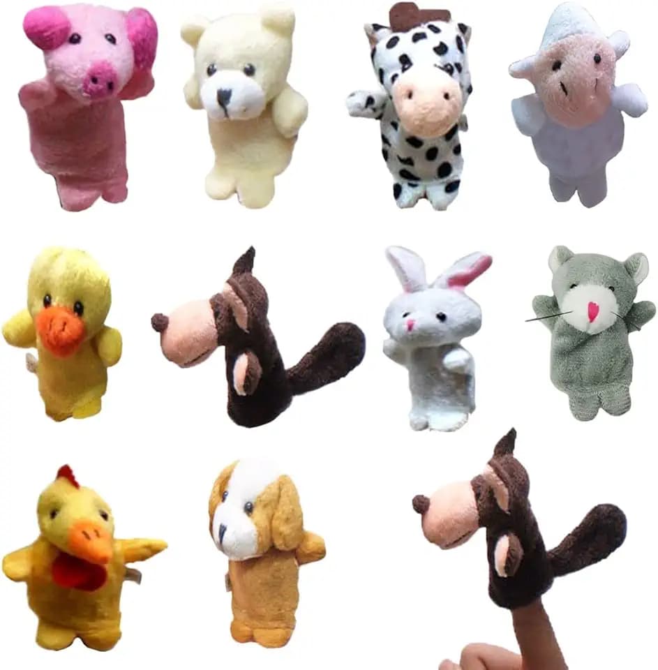 10 Pezzi Marionette da Mano,Animali Pupazzetti Dita Set,Burattini a Dito,Giocattoli Educativi per Bambini,per Compleanno Party e Regali per Bambini e Bambine