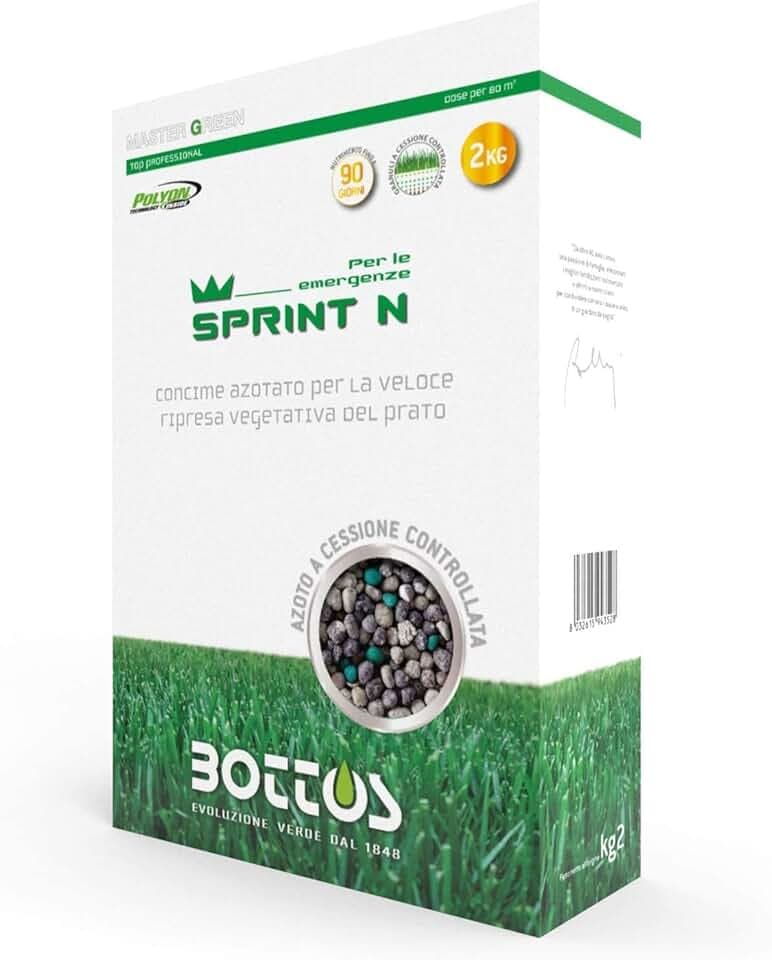 Bottos I Sprint N 2 KG - Concime Professionale a lungo effetto, Per fine inverno e estato, Adatto al risveglio del manto erboso