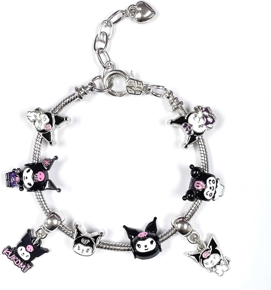 Ubephant Bracciale Kuromi, Bracciale Sanrio, Kuromi Bracciali, K-uromi Bracciali Pendente, 18+5cm Amicizia Sanrio Gioielli Regalo per Fans