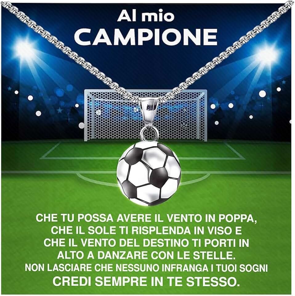 Bramart Collana Uomo Ragazzo Sportivo Basket Calcio Idee Regali per lui Bambino Sport Cindolo di Calcio Basket - Cofanetto con DEDICA incluso