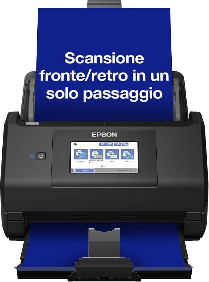 Scanner Epson WorkForce ES-580W, scanner di file (scansione senza PC, da 35 a 70 immagini al minuto, fino a DIN A4, scansione fronte-retro in un unico passaggio, allineamento automatico) Taglia unica