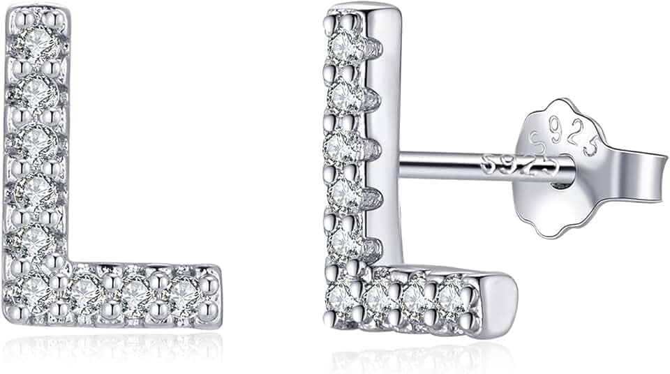 TIZU Orecchini con Lettere in Argento 925 Alberino Orecchini Anallergici per Donna Bambina Ragazza Orecchini Piccoli Iniziali con Zirconi Cubici Idee Regalo per Lei