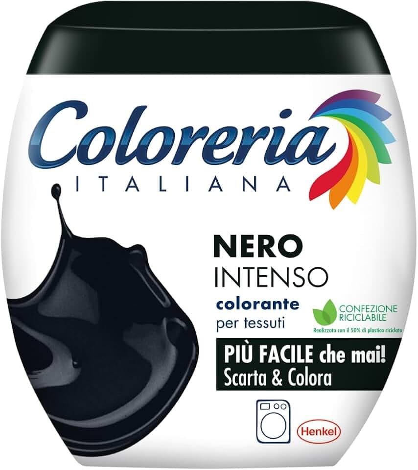 Coloreria Italiana Grey Colorante Tessuti e Vestiti in Lavatrice, colore Nero Intenso, 1 Confezione, 350g