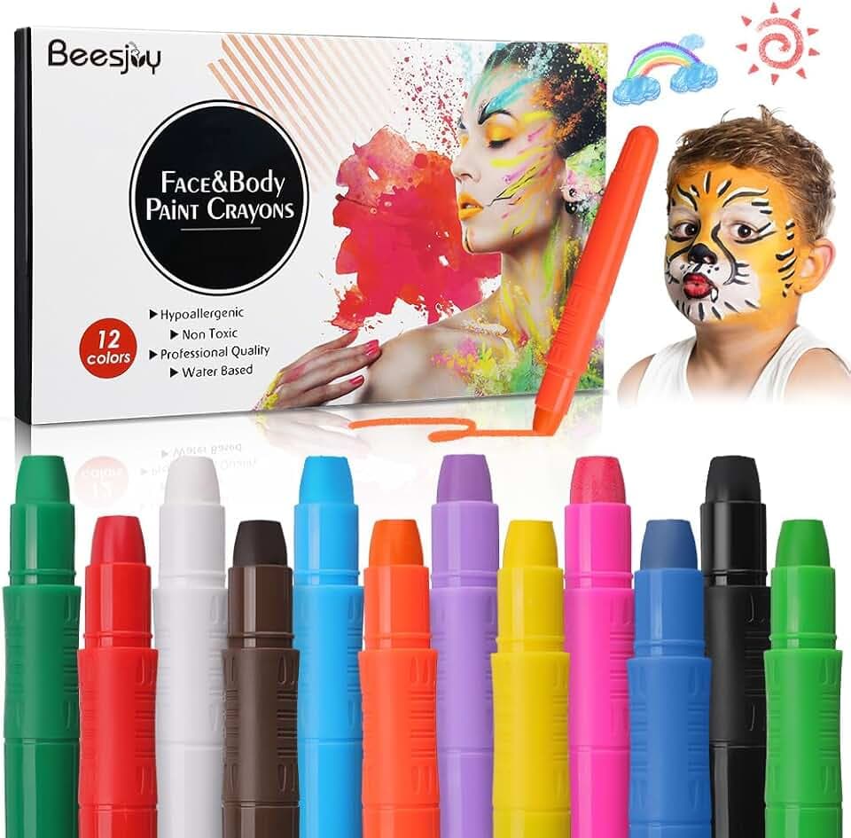 Set Truccabimbi, 12 Colori per Body Painting, Sicuro per Pelli Sensibili e Gravidanza, Ideale per Carnevale, Halloween, Natale, Cosplay, Trucco Lavabile, Regalo per Bambini