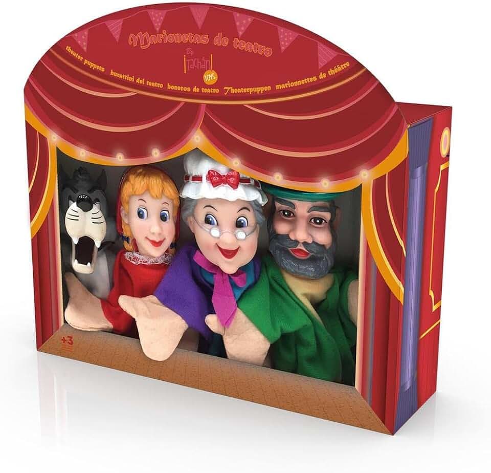 TACHAN - Set di 4 burattini per bambini a Cappuccetto Rosso - Set di burattini a mano - Include 4 personaggi di racconti per bambini - Dimensioni pupazzo 30 cm (CPA Toy Group 749T00538)