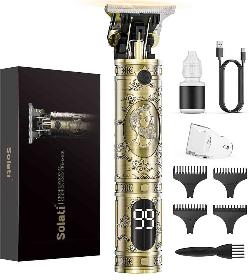 Tagliacapelli Uomo, LED Rasoio Elettrico Barba Macchinetta per Capelli Portatile Tagliacapelli Uomo Professionale Trimmer Regolabarba Regola Barba Elettrico Trimmer Capelli Con 3 Pettini