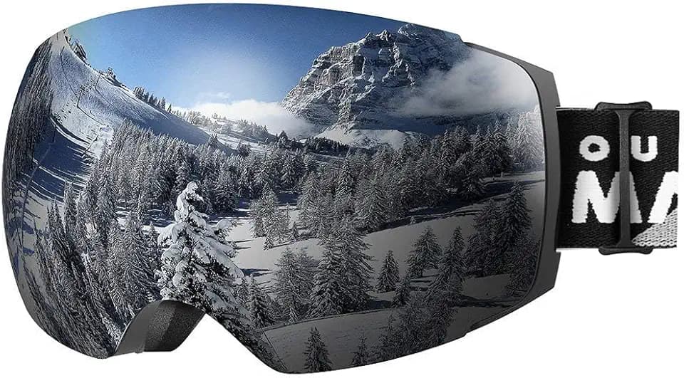 OutdoorMaster Maschera da Sci PRO, Senza cornice, Lenti intercambiabili Occhiali da Sci Snowboard, Protezione UV400 Maschera Sci da Donna&Uomo
