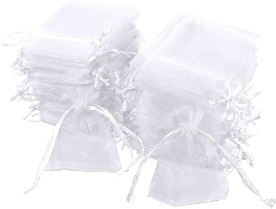 Carehabi Organzasäckchen 100 sacchetti in organza, 7 x 9 cm, sacchetto regalo in organza, sacchetto per gioielli, sacchetti per matrimonio, sacchetti di lavanda, bomboniere nuziali