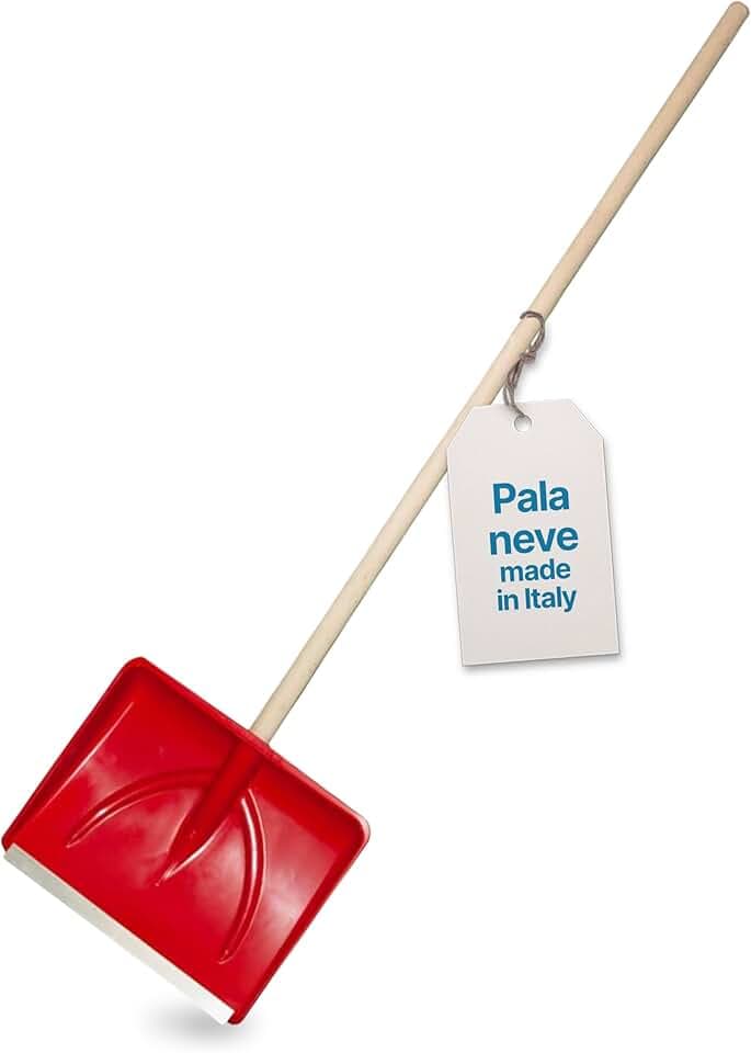 TOMAINO - Pala Da Neve Rossa Multifunzione 9x46x38 cm - Per Neve, Foglie e Altro In Plastica Con Profilo In Alluminio - Pala Singola o con Manico in Legno