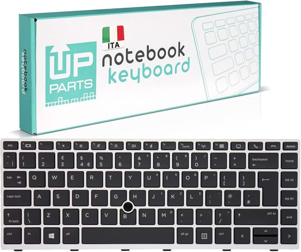 Azienda Italiana - Tastiera Italiana per Notebook HP EliteBook 745 G5, 745 G6, 840 G5, 846 G5, 840 G6 con Track Point e Retroilluminazione (Frame Silver)