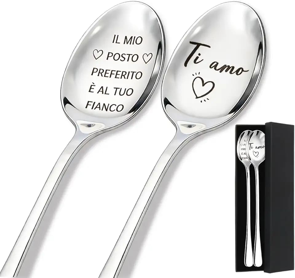 2 Pezzi Cucchiaino da Caffè, Regalo San Valentino, Regali Valentino per Lei/Lui, Regalo Fidanzato Fidanzata per Natale Anniversario Coppia Amore