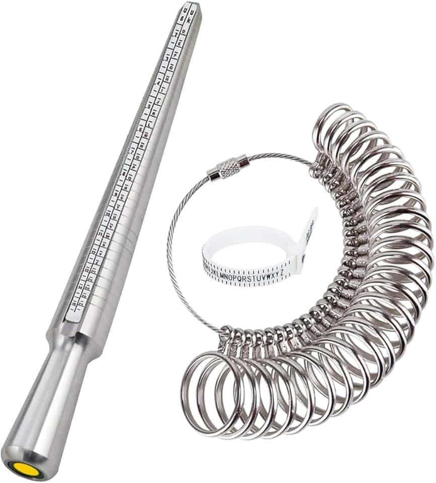 DoGeek Ring Sizer Scale di Misura Strumenti per misurare Gli Anelli diametri Strumenti di dimensionamento delle Dita UK Taglie A-Z Metal Steel