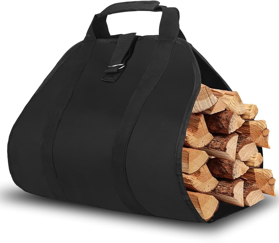 Borsa per Legna da Ardere, 600D Oxford Borsa di Stoccaggio in Legno, impermeabile Strato Interno in pvc, Portatile Pieghevole con Maniglie, Porta Legna per Camino, Stufe, Campeggio