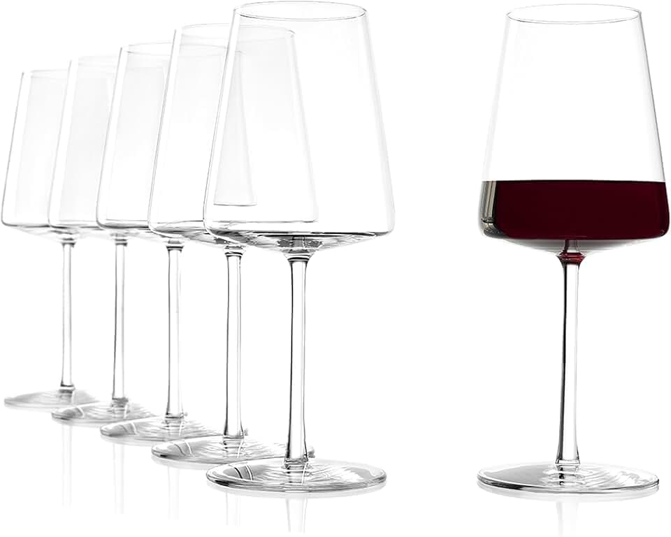 Stölzle Lausitz Calici Vino Rosso Power Set di 6, 520ml – Bicchieri di Qualità per Vini Corposi – Calici Moderni con Design Angolare per un Aroma Massimo – Resistenti e Lavabili in Lavastoviglie