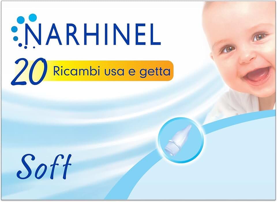 Narhinel Ricambi Morbidi per Aspiratore Nasale per Neonati e Bambini con Filtro Assorbente per Trattenere il Muco, 20 ricambi Monouso