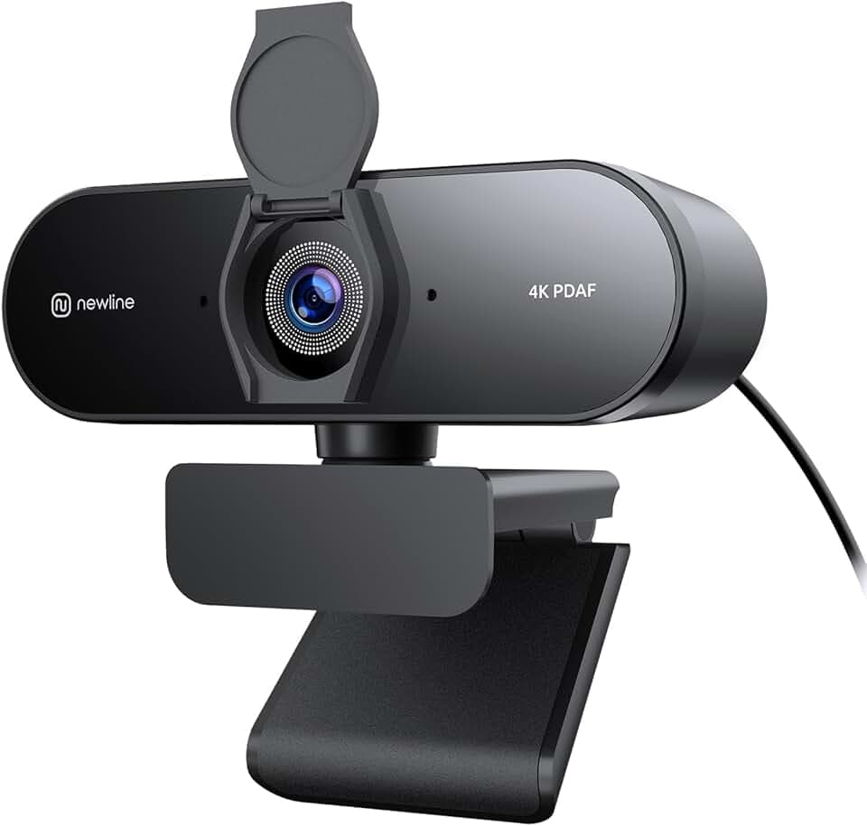 Webcam PC 4K con 2 Microfoni, Full HD 1080P@60FPS, Autofocus PDAF+CDAF, 12 MP, Suono Stereo Chiaro, Correzione Automatica della Luce, USB Plug & Play, Telecamera PC per Windows MacOS ClimatePartner certified