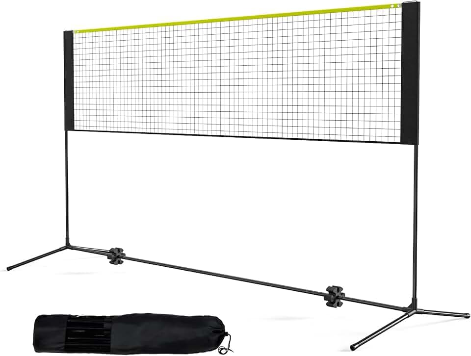VEVOR Rete da Badminton Pallavolo Tennis, Set di Rete Pickleball Pieghevole Nylon Portatile, Regolabile Altezza, Facile da Installare con Pali Borsa, Uso Interno Esterno, 302 x 155 x 103 cm