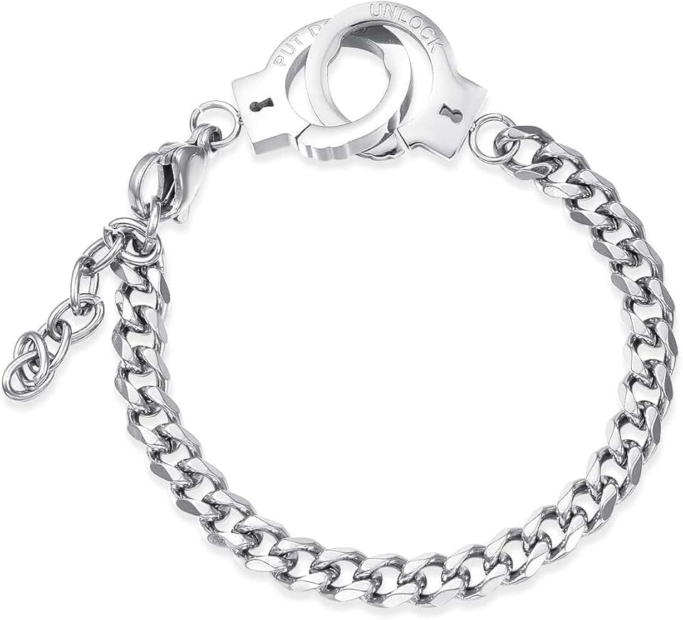 USUASI TS1101 Bracciale semplice con manette in acciaio al titanio Acciaio/Nero/Placcatura oro rosa/Per ragazzi e ragazze in acciaio inossidabile Bracciale coppia (2 donne-acciaio), One Size, Metallo, NA