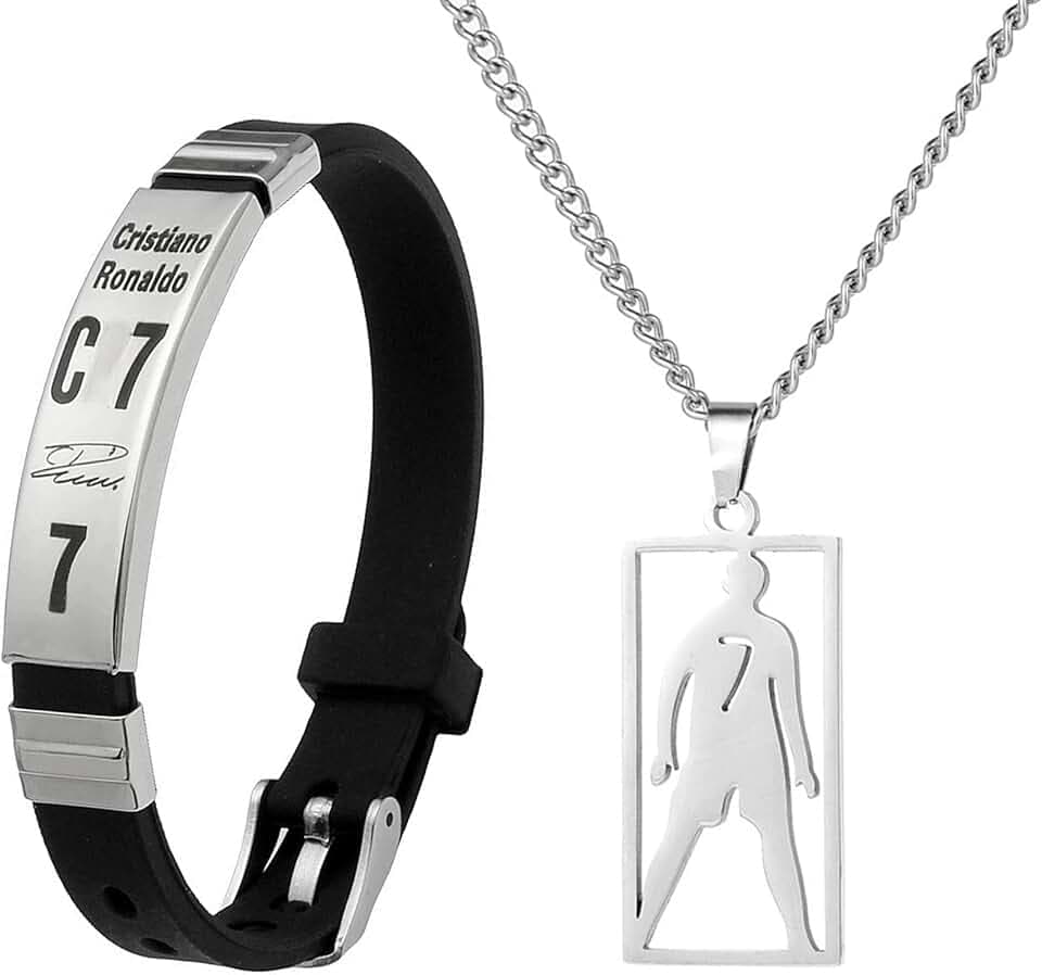 YUBBYSTU Set di collane con ciondolo a forma di pallone da calcio, regolabile, in acciaio inossidabile, in silicone, per uomo, regalo per ragazzi