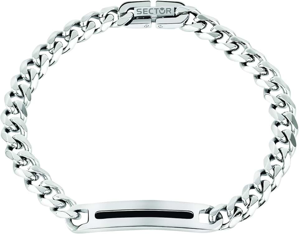 Sector No Limits Bracciale Uomo Collezione BASIC, Lunghezza 22 cm, Acciaio e Smaltato, SZS40, Pelle, Senza Pietre preziose, 22 cm