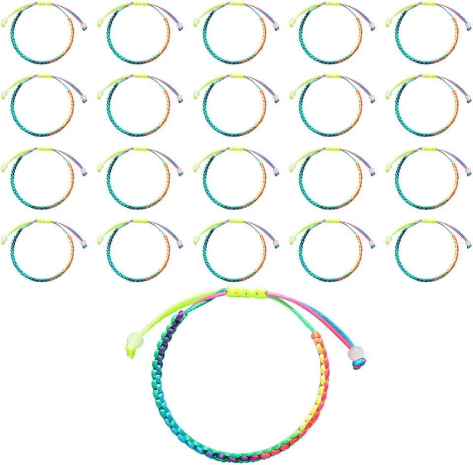 OPIURVY 20 pezzi braccialetti intrecciati fatti a mano colorati, braccialetti dell'amicizia colorati, set di boho regolabili, regalo per ragazzi, ragazze e bambini(B)