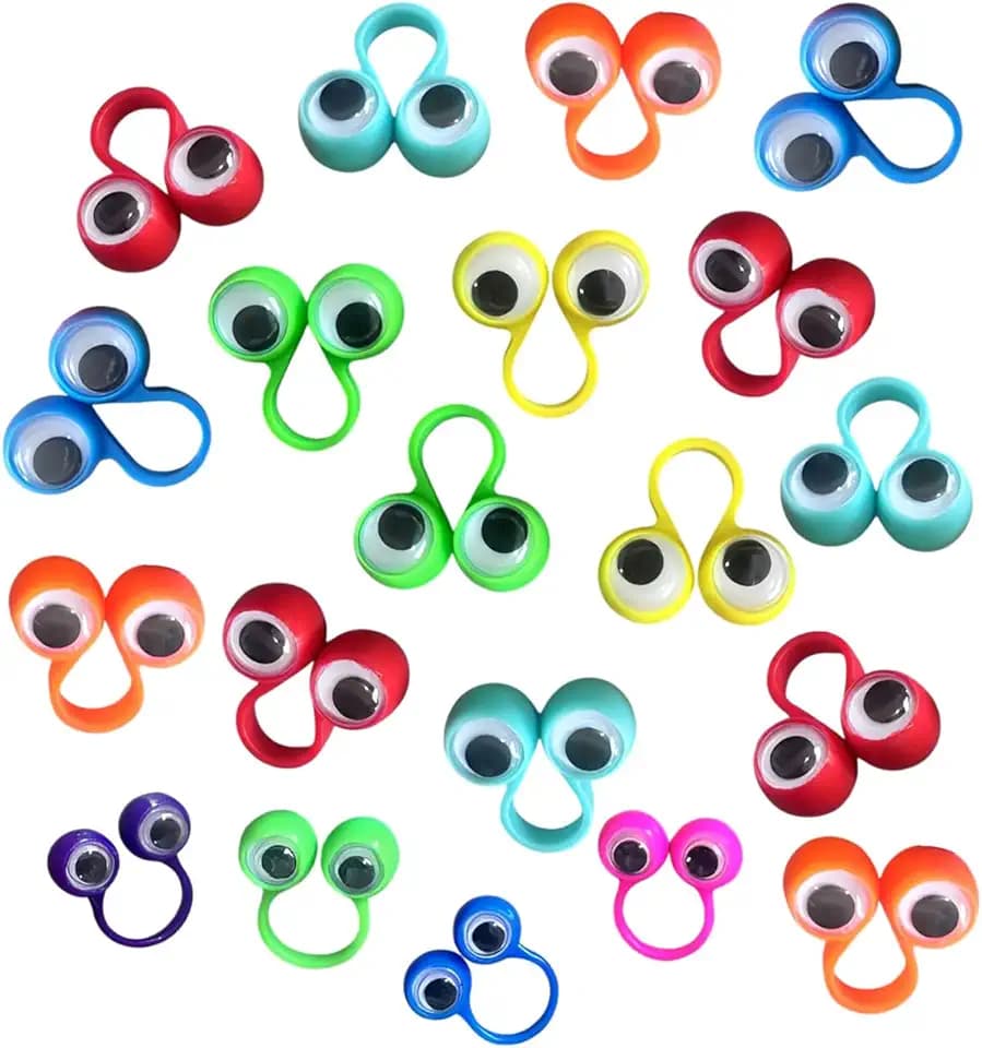 20 pezzi Occhio Dito Marionette,Dito Giocattolo,Occhi Marionette da Dito Confezione,Eyeball Ring,Plastica Bulbi Oculari Bambini Dito Giocattoli,Occhio Marionette da Dito