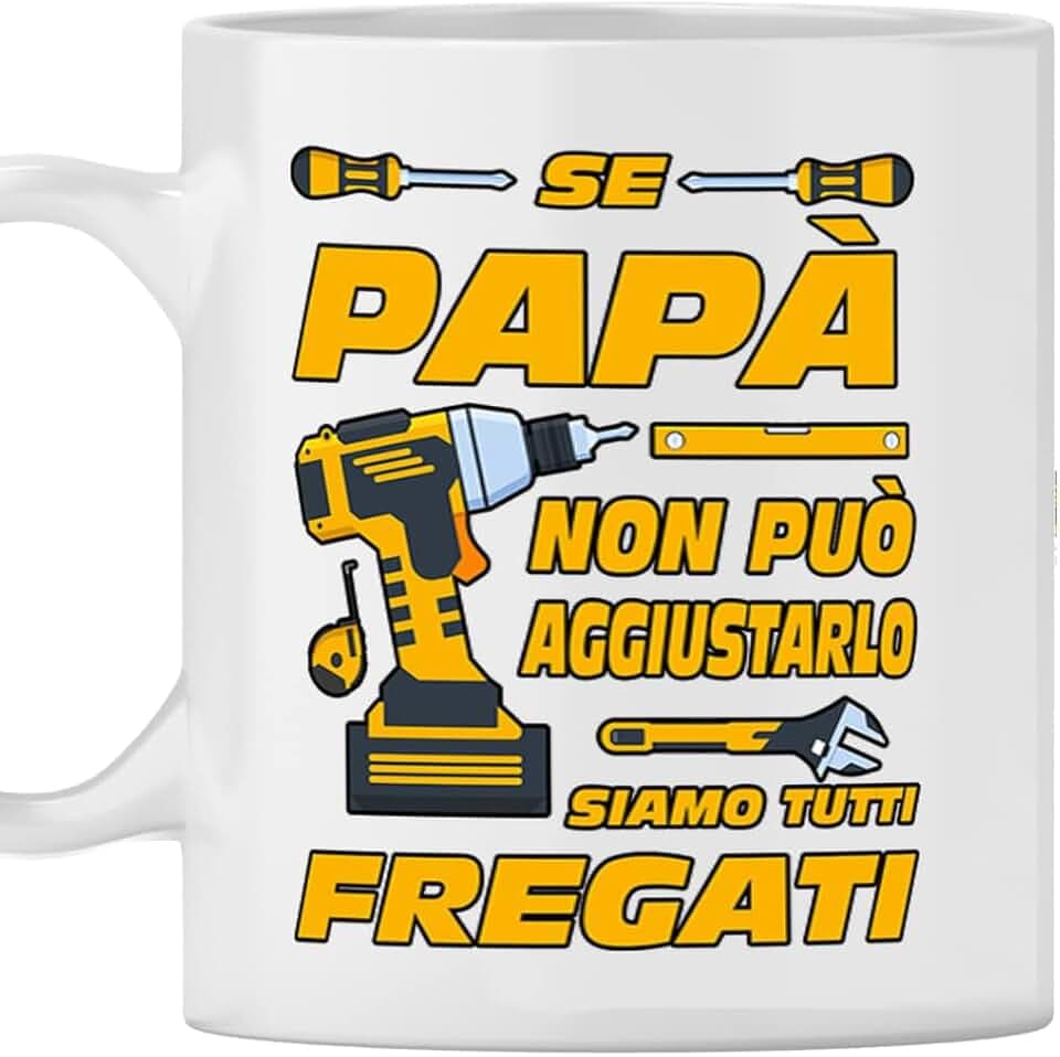 Tazza Mug Ceramica Papà - Idea Compleanno Se Non Può Aggiustarlo Nessuno Può Farlo - Regalo per Festa del Papà e Natale
