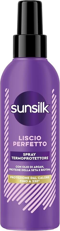 Sunsilk Spray Termoprotettore Capelli, Linea Liscio Perfetto, Senza Risciacquo, Anticrespo Capelli, Protegge dal Calore, Texture Ultra-leggera, con Olio di Argan, Proteine della Seta e Biotina, 200ml
