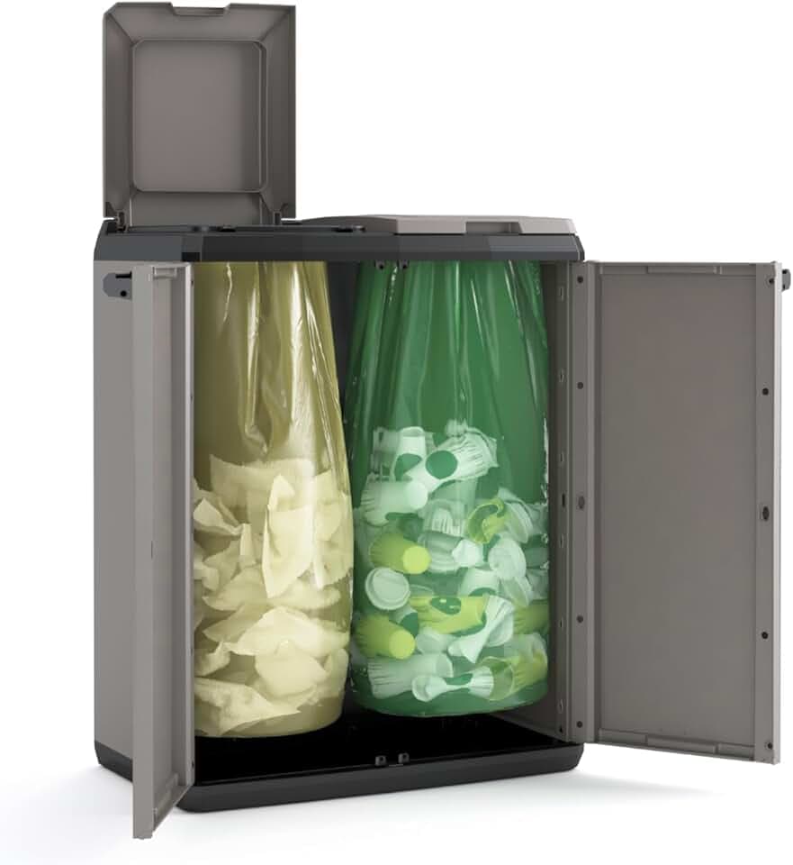 Keter 9736000 Split Cabinet Recycling Basic 68 x 39 x 85 H, Grigio, 68x39x85 cm