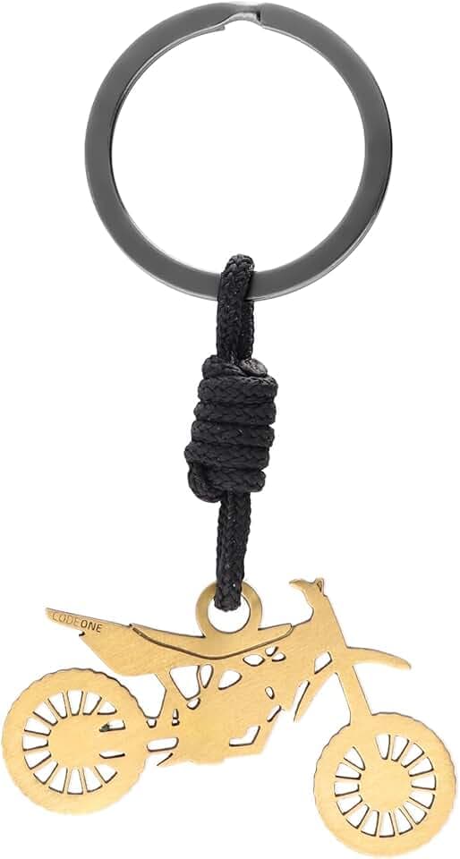 CODEONE Portachiavi Montgai con Nodo in Nylon Nero 2mm | Acciaio Inossidabile | Design Artigianale Sportivo | Motocross | Confezione Regalo
