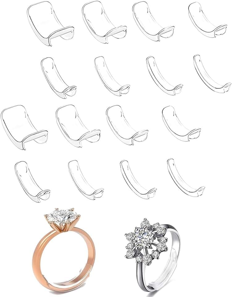 TPZORJX Ferma Anello Silicone,8 Pezzi Anelliere,Stringi Anello Invisibile Riduttore Anello Dito Transparente Regolatore di Misura Anello per Uomo Donna