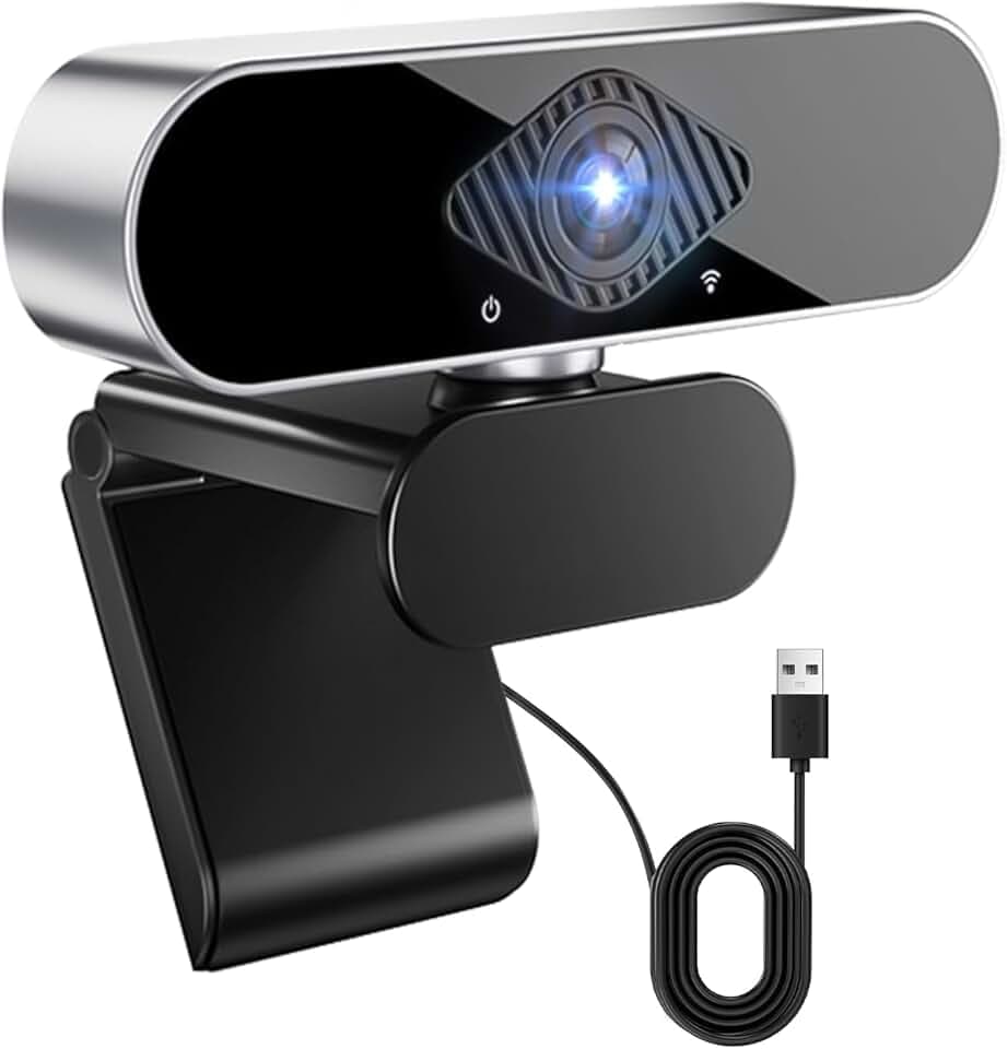 Webcam PC con microfono usb,web cam Full HD 1080p Fotocamera Laptop Desktop Computer 360° regolabile Plug & Play Videocamera Telecamera PC per Zoom YouTube Gaming Twitch Mac