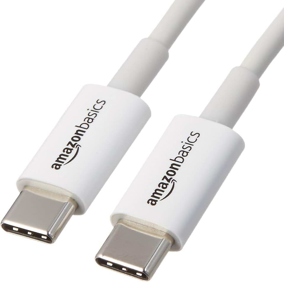 Amazon Basics Cavo di ricarica rapida da USB-C a USB-C, velocità 480 Mbps, certificato USB-IF, per ricarica rapida Apple iPhone 16/15, iPad, MacBook, Samsung Galaxy, tablet, laptop, 1.8 m, bianco