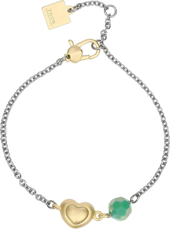 THUN THUN - Bracciale con cuore e perlina - metallo, vetro, resina - Collezione Dedicato a te - 16 + 3 cm
